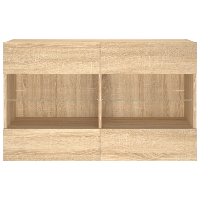 Ścienna szafka TV z LED, dąb sonoma, 98,5x30x60,5 cm