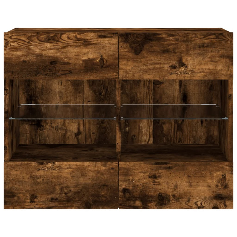 Ścienna szafka TV z LED, przydymiony dąb, 78,5x30x60,5 cm