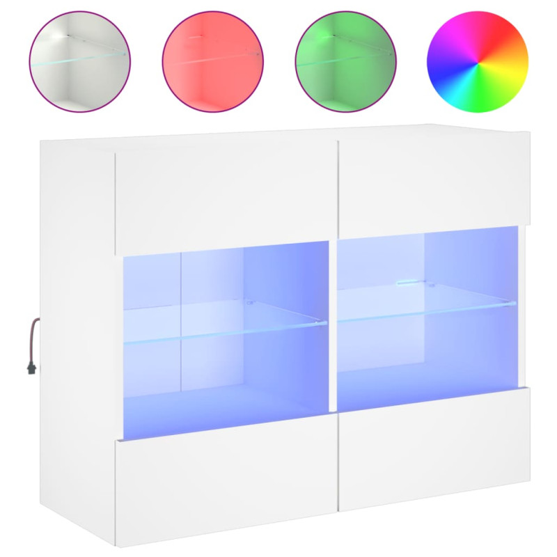 Ścienna szafka TV z LED, biała, 78,5x30x60,5 cm