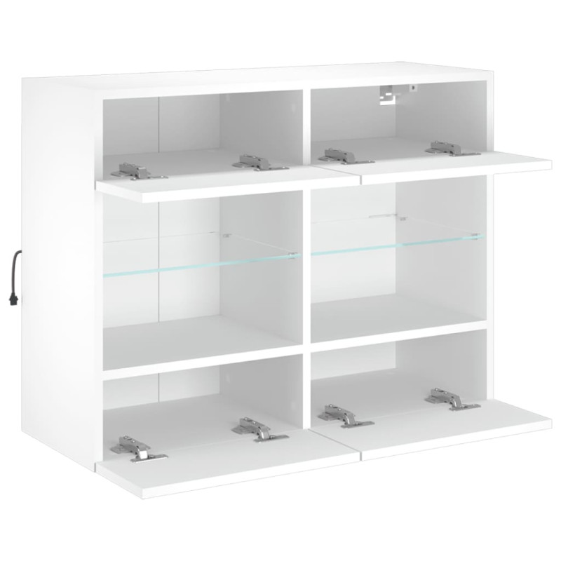 Ścienna szafka TV z LED, biała, 78,5x30x60,5 cm