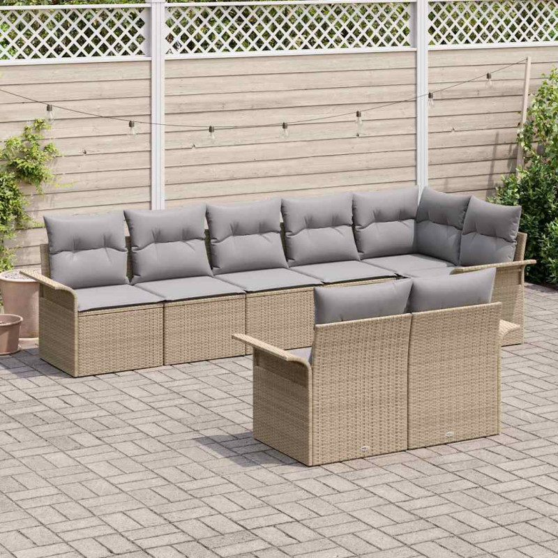 Zestaw Sof na Ogród z przechowywaniem 8 pcs Beżowy polirattan