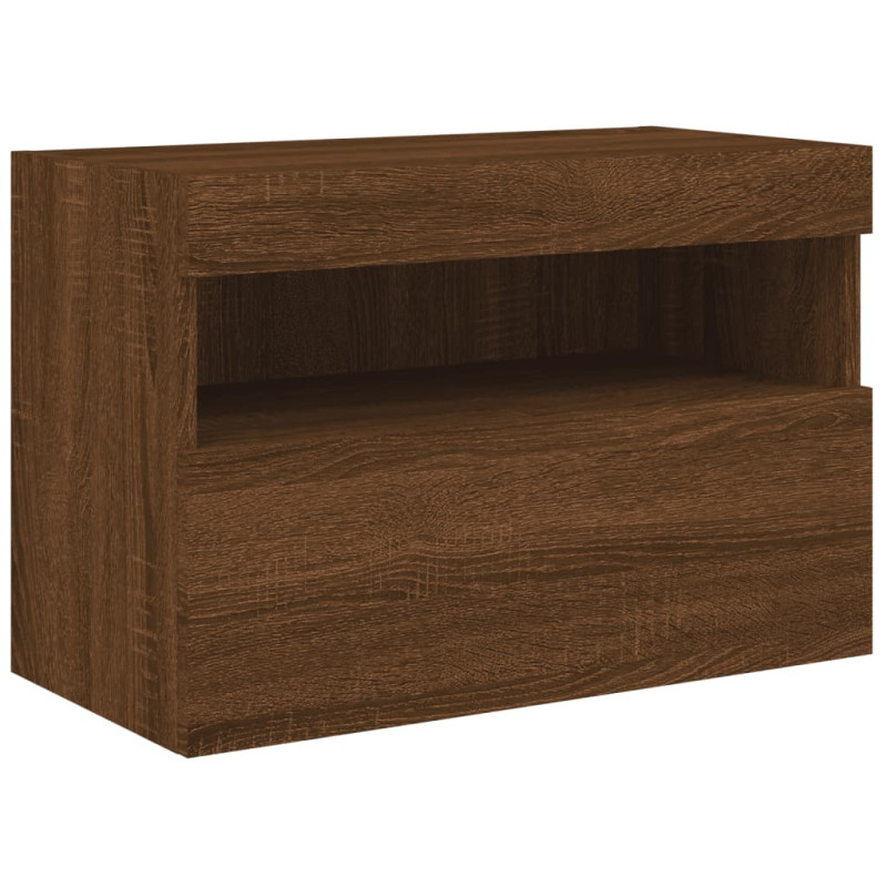 Ścienna szafka TV z LED, brązowy dąb, 60x30x40 cm