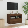 Ścienna szafka TV z LED, brązowy dąb, 60x30x40 cm