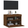 Ścienna szafka TV z LED, brązowy dąb, 60x30x40 cm