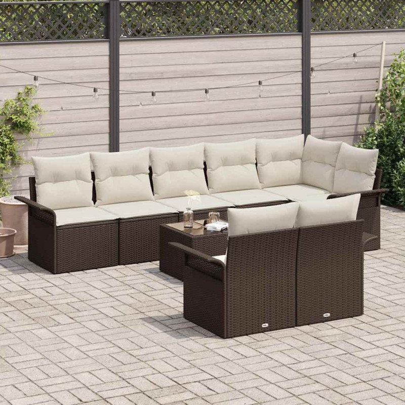 Zestaw Sof na Ogród z przechowywaniem 9 pcs Brązowy polirattan