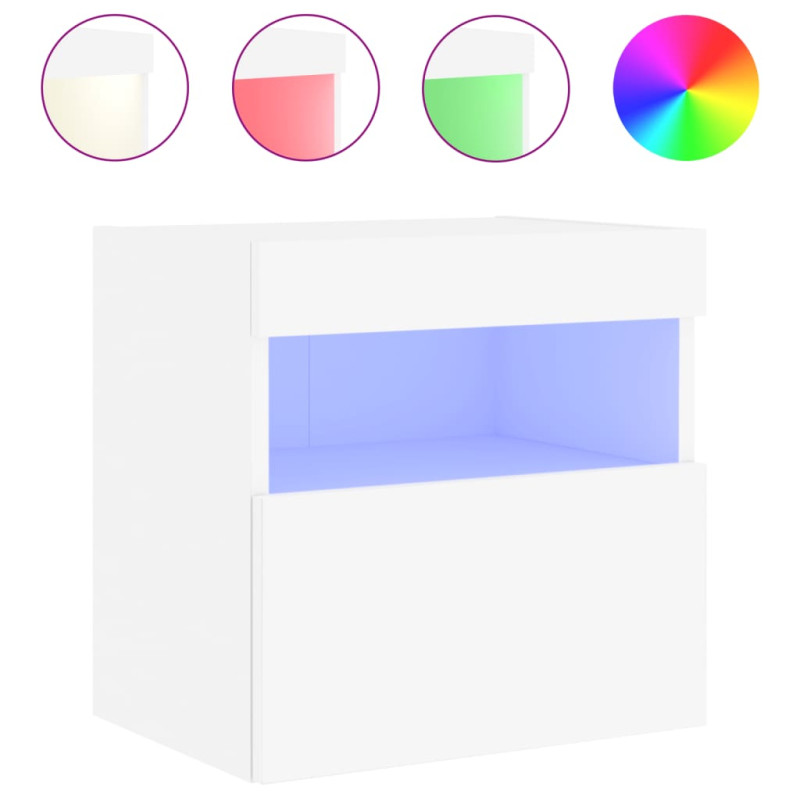 Ścienna szafka TV z LED, biała, 40x30x40 cm
