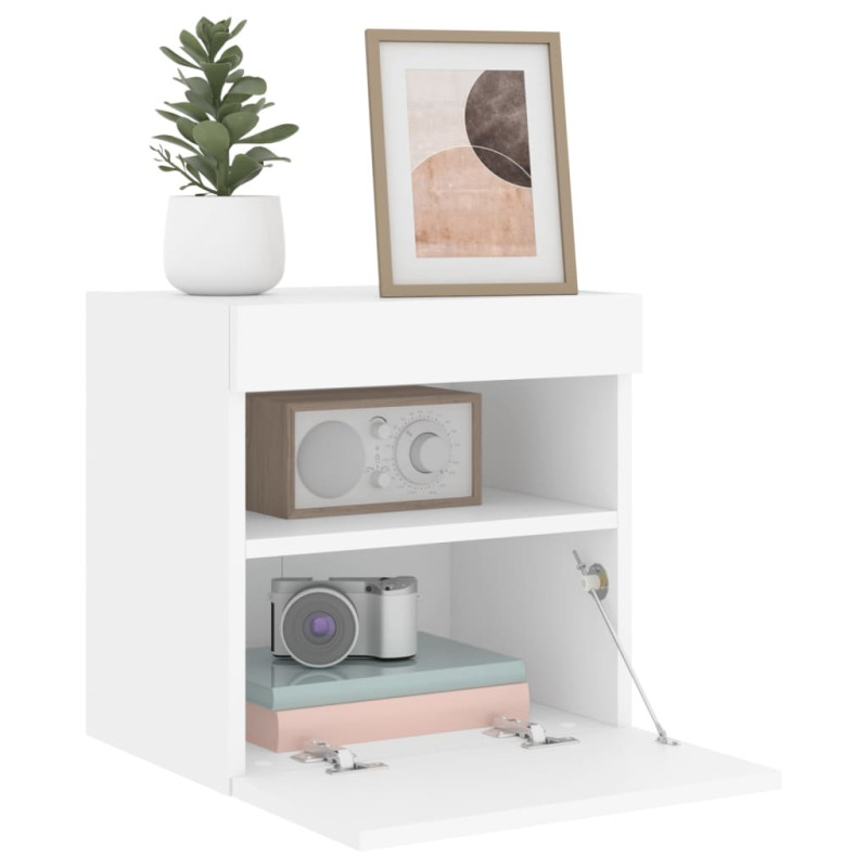 Ścienna szafka TV z LED, biała, 40x30x40 cm