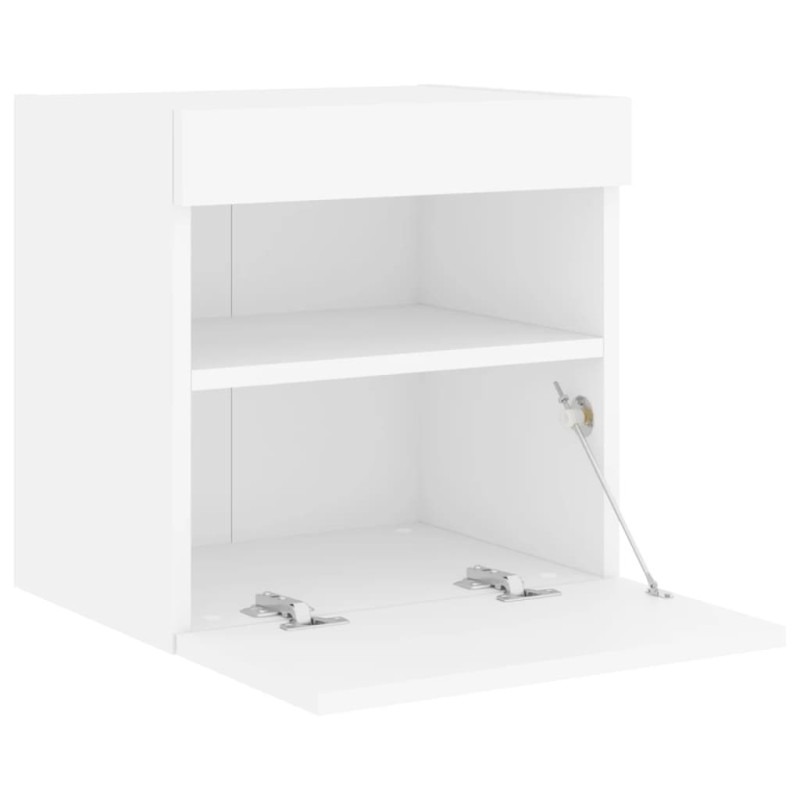 Ścienna szafka TV z LED, biała, 40x30x40 cm