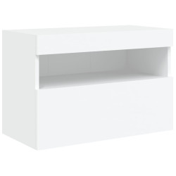 Ścienna szafka TV z LED, biała, 60x30x40 cm