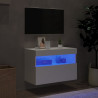 Ścienna szafka TV z LED, biała, 60x30x40 cm
