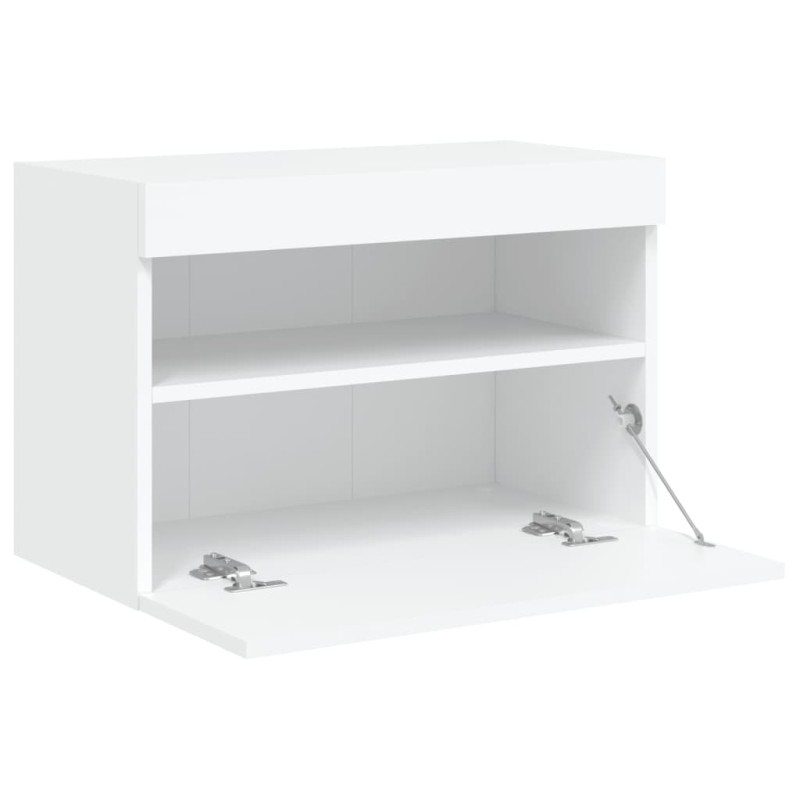 Ścienna szafka TV z LED, biała, 60x30x40 cm