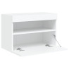 Ścienna szafka TV z LED, biała, 60x30x40 cm