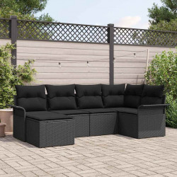 Zestaw Sof na Ogród z przechowywaniem 6 pcs Czarny polirattan