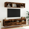 Ścienna szafka TV z LED, przydymiony dąb, 80x30x40 cm