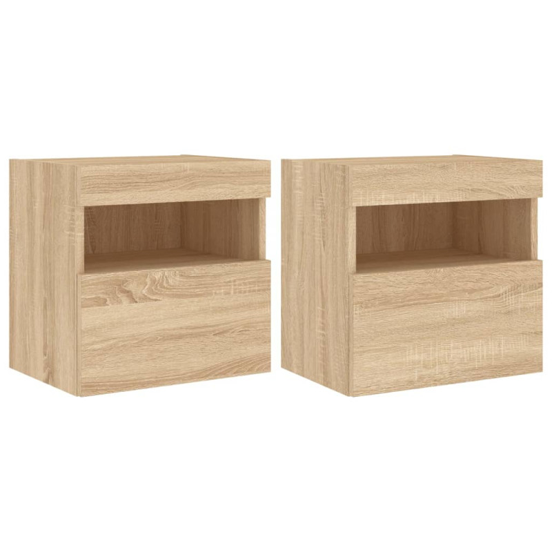 Ścienne szafki TV z LED, 2 szt., dąb sonoma, 40x30x40 cm