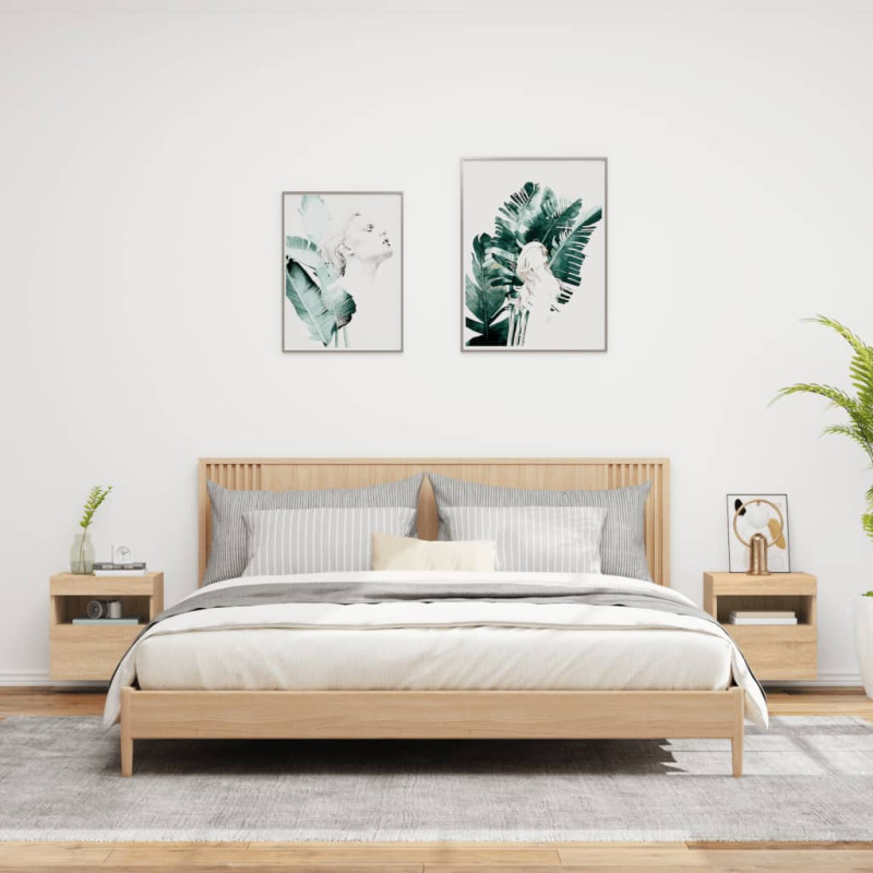 Ścienne szafki TV z LED, 2 szt., dąb sonoma, 40x30x40 cm