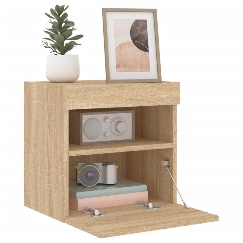 Ścienne szafki TV z LED, 2 szt., dąb sonoma, 40x30x40 cm