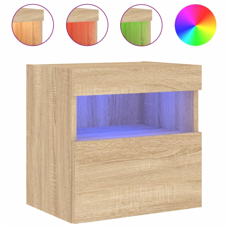 Ścienne szafki TV z LED, 2 szt., dąb sonoma, 40x30x40 cm