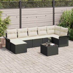 Zestaw Sof na Ogród z przechowywaniem 8 pcs Czarny polirattan