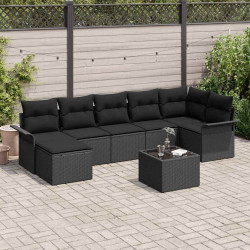Zestaw Sof na Ogród z przechowywaniem 8 pcs Czarny polirattan