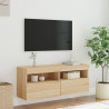 Ścienna szafka TV z LED, dąb sonoma, 100x30x40 cm