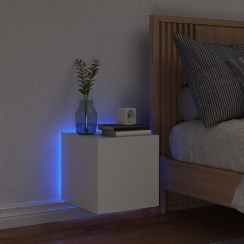 Ścienna szafka TV z LED, biała, 30,5x35x30 cm