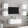 Ścienna szafka TV z LED, biała, 30,5x35x30 cm