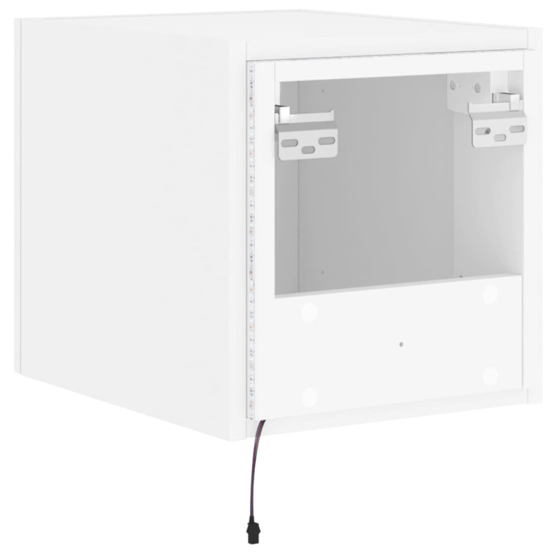 Ścienna szafka TV z LED, biała, 30,5x35x30 cm