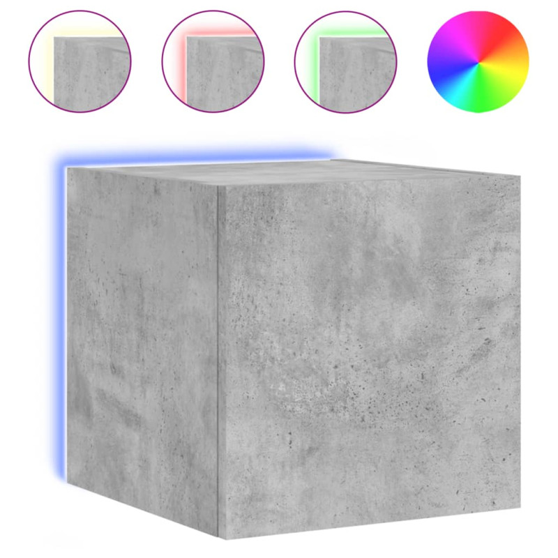 Ścienna szafka TV z LED, szarość betonu, 30,5x35x30 cm