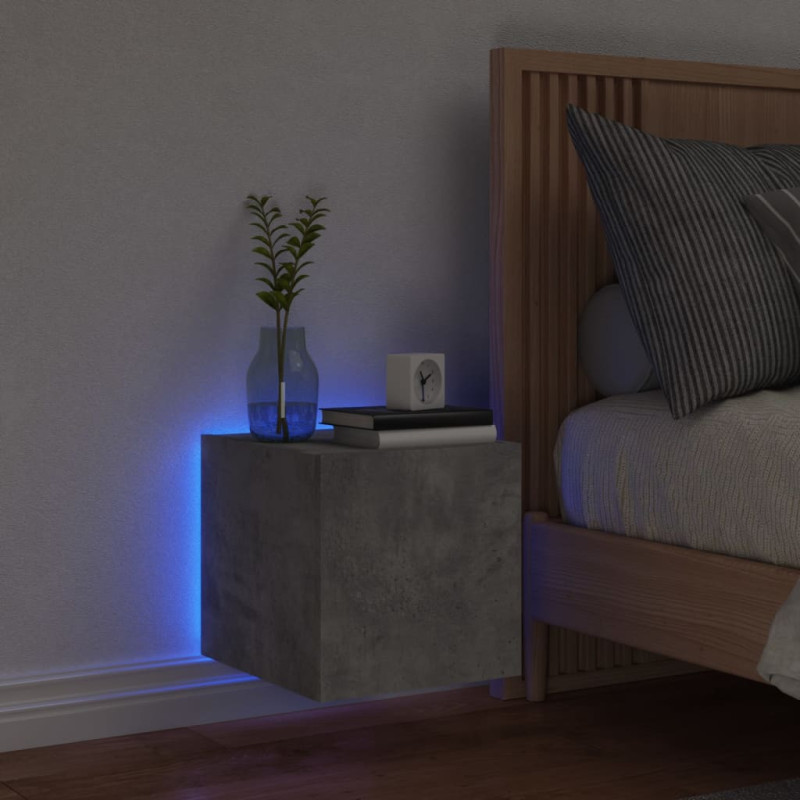 Ścienna szafka TV z LED, szarość betonu, 30,5x35x30 cm