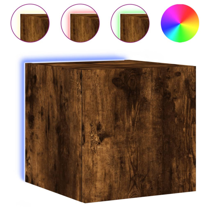 Ścienna szafka TV z LED, przydymiony dąb, 30,5x35x30 cm