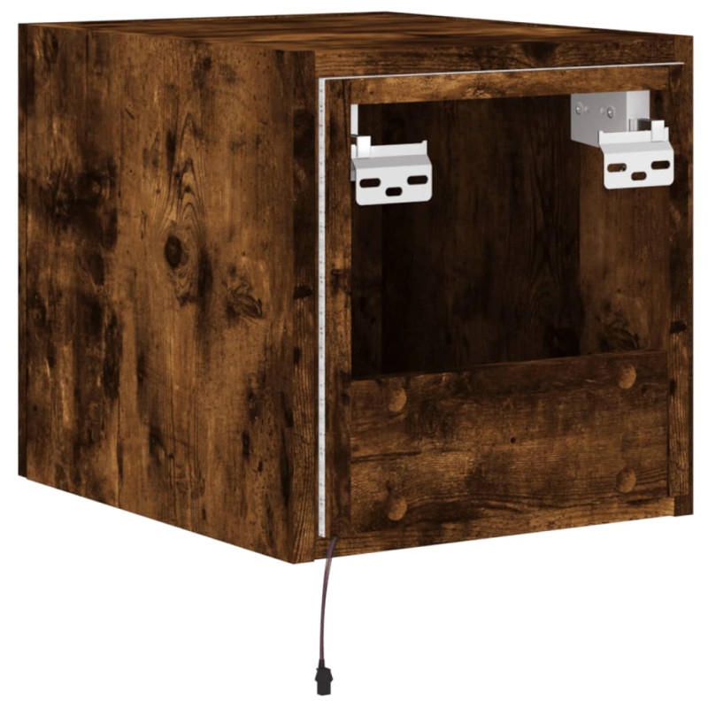 Ścienna szafka TV z LED, przydymiony dąb, 30,5x35x30 cm