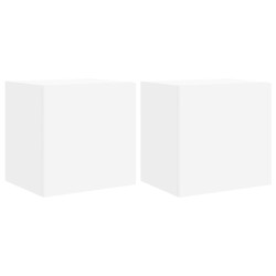 Ścienne szafki TV z LED, 2 szt., białe, 40,5x35x40 cm