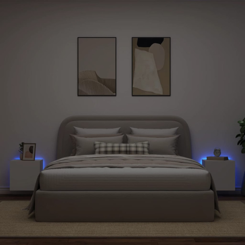 Ścienne szafki TV z LED, 2 szt., białe, 40,5x35x40 cm