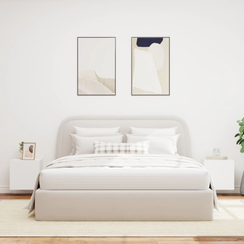 Ścienne szafki TV z LED, 2 szt., białe, 40,5x35x40 cm