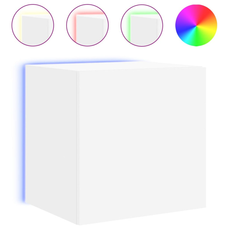 Ścienne szafki TV z LED, 2 szt., białe, 40,5x35x40 cm