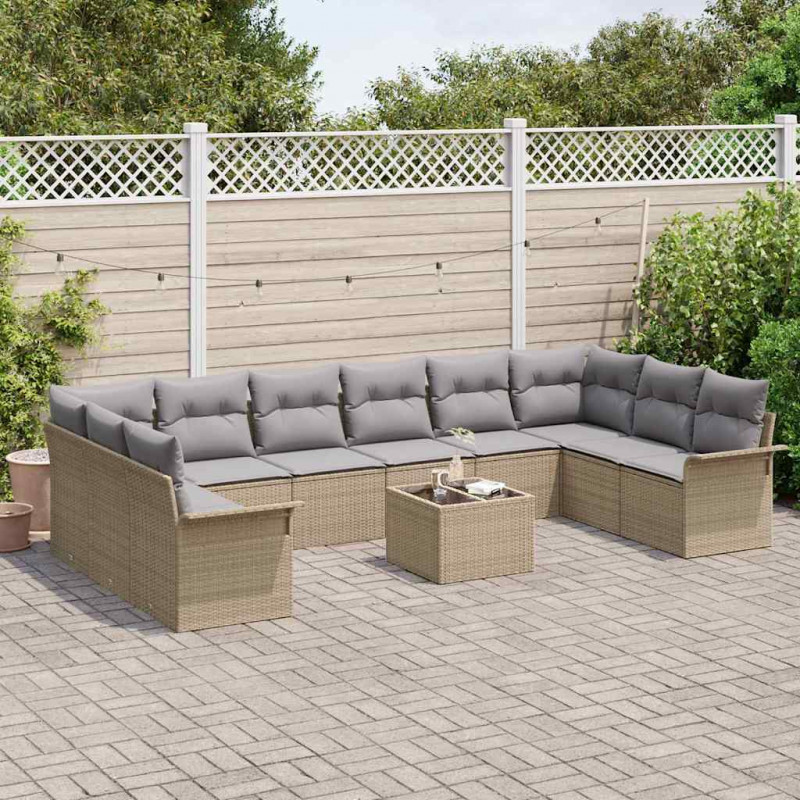 Zestaw Sof na Ogród z przechowywaniem 11 pcs Czarny polirattan