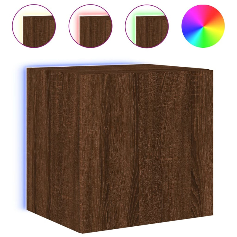 Ścienna szafka TV z LED, brązowy dąb, 40,5x35x40 cm