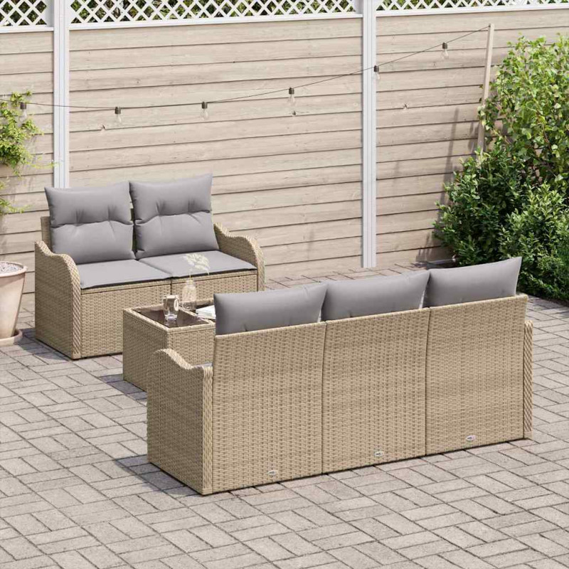 Zestaw Sof na Ogród z poduszką z poduszką 6 pcs Beżowy i szary