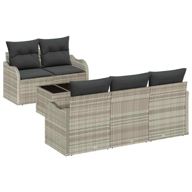 Zestaw Sof na Ogród z poduszką 6 pcs Jasnoszary i ciemnoszary