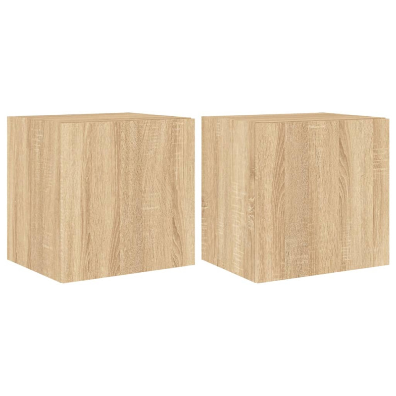 Ścienne szafki TV z LED, 2 szt., dąb sonoma, 40,5x35x40 cm
