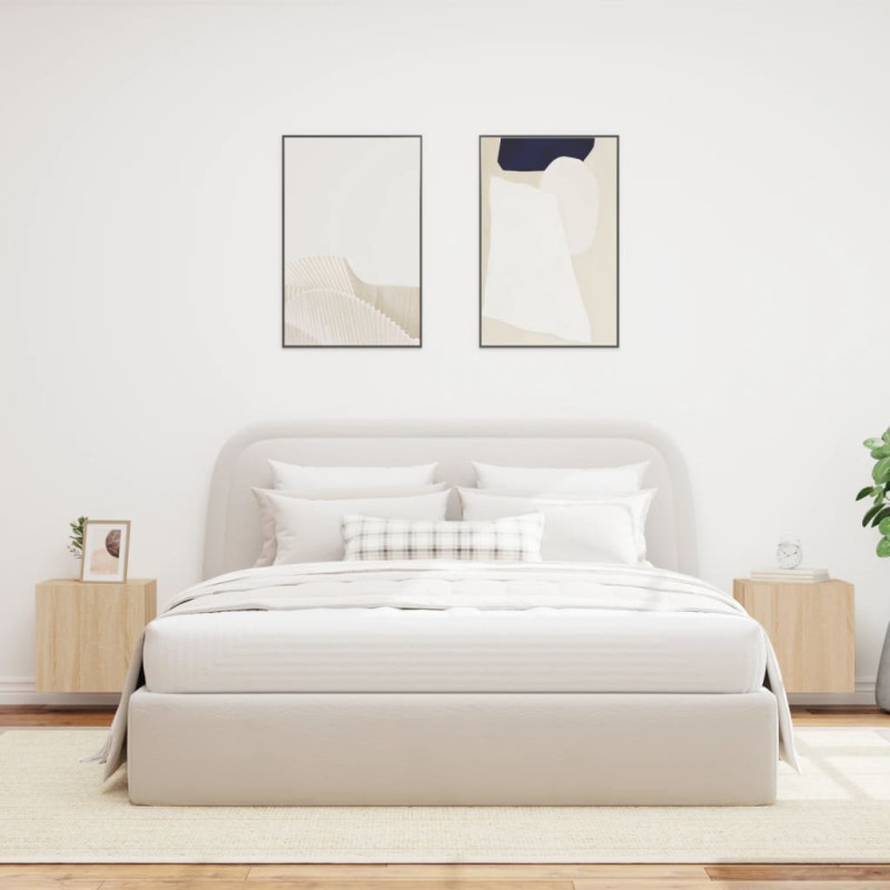 Ścienne szafki TV z LED, 2 szt., dąb sonoma, 40,5x35x40 cm