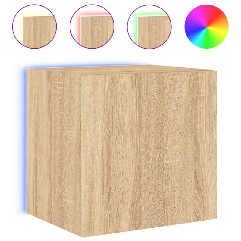 Ścienne szafki TV z LED, 2 szt., dąb sonoma, 40,5x35x40 cm