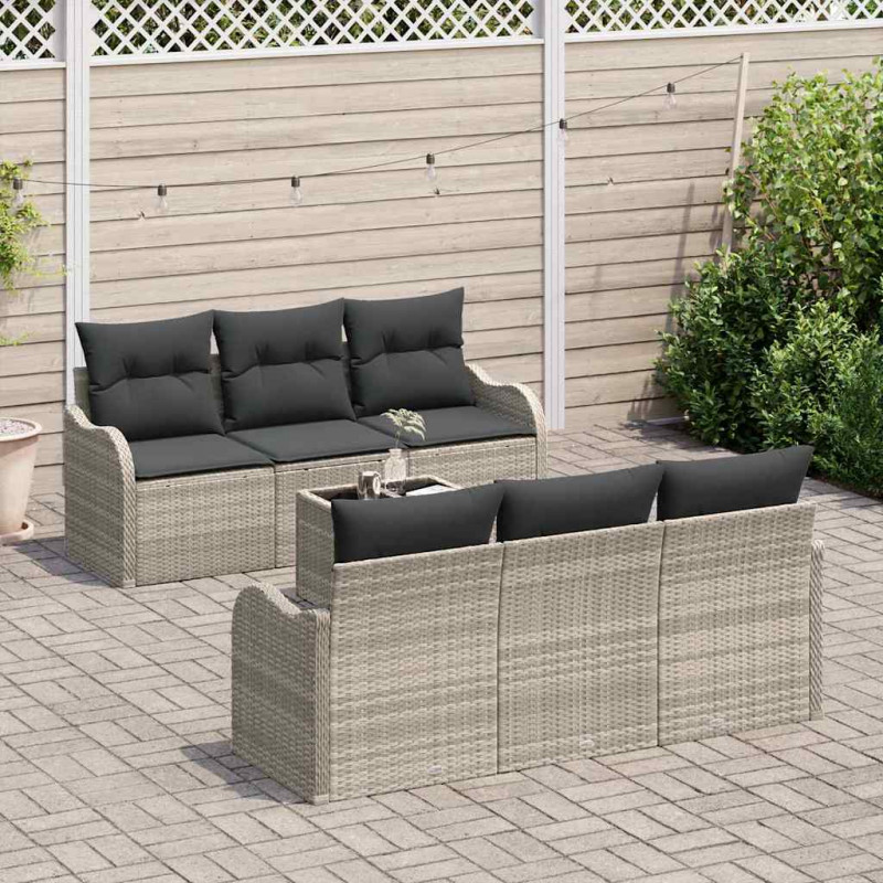Zestaw Sof na Ogród z poduszką 7 pcs Jasnoszary i ciemnoszary