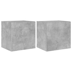 Ścienne szafki TV z LED, 2 szt., szarość betonu, 40,5x35x40 cm