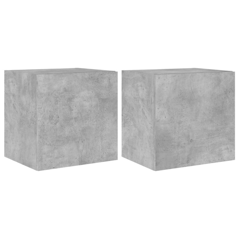 Ścienne szafki TV z LED, 2 szt., szarość betonu, 40,5x35x40 cm
