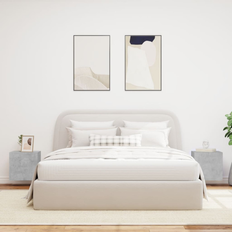 Ścienne szafki TV z LED, 2 szt., szarość betonu, 40,5x35x40 cm