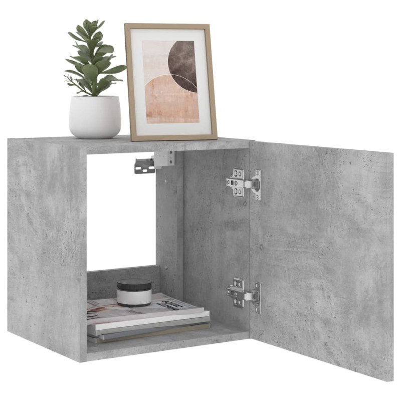 Ścienne szafki TV z LED, 2 szt., szarość betonu, 40,5x35x40 cm