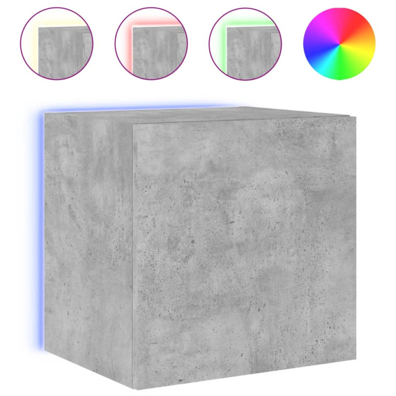 Ścienne szafki TV z LED, 2 szt., szarość betonu, 40,5x35x40 cm