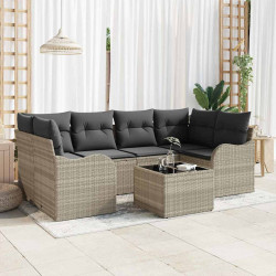 Zestaw Sof na Ogród z poduszką 7 pcs Jasnoszary i ciemnoszary